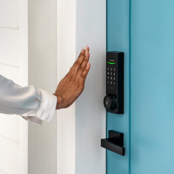 Philips' palm-scanning smart deadbolt unlocks door. 29